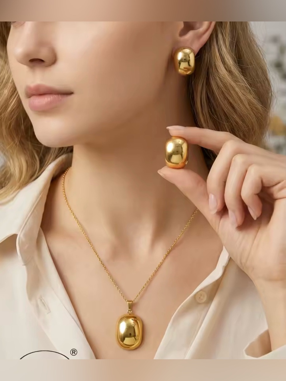 18k gold plated stainless steel necklace with earrings